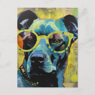 Carte Postale Le chien dans les lunettes à points Polka
