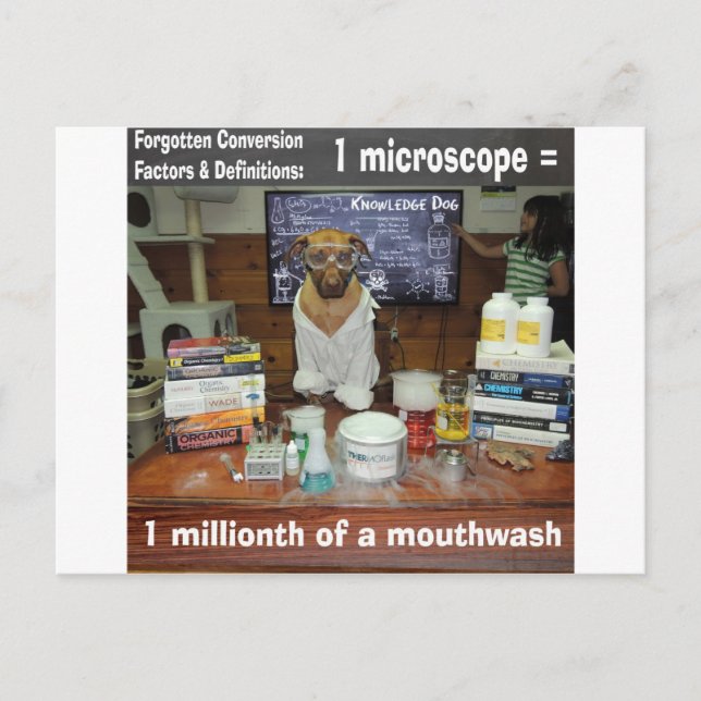 Carte Postale Le chien de connaissance a oublié le microscope de (Devant)