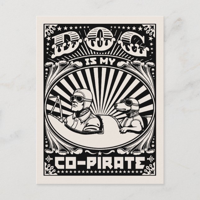 Carte Postale Le chien est mon co-pirate (Devant)