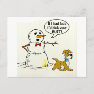Carte Postale Le chien fait pipi sur le bonhomme de neige
