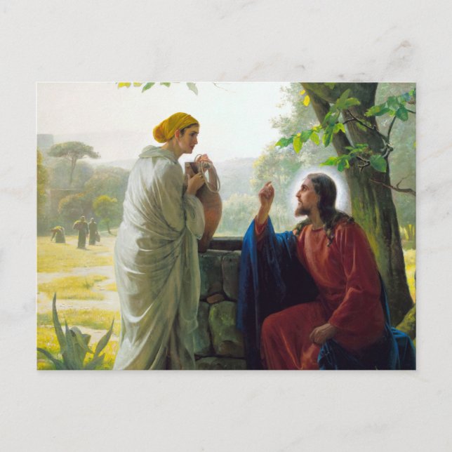 Carte Postale Le Christ et la femme samaritaine par Carl Bloch (Devant)