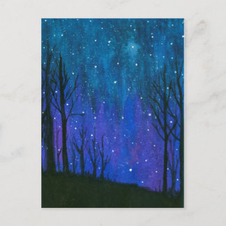 Carte Postale Le ciel nocturne d'art de paysage d'aquarelle