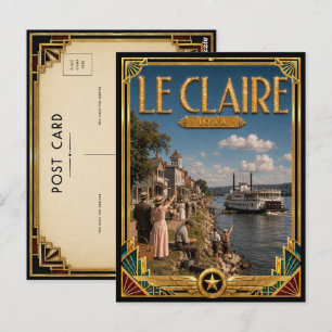 Carte Postale Le Claire Iowa Art Déco vintage de l'âge d'or