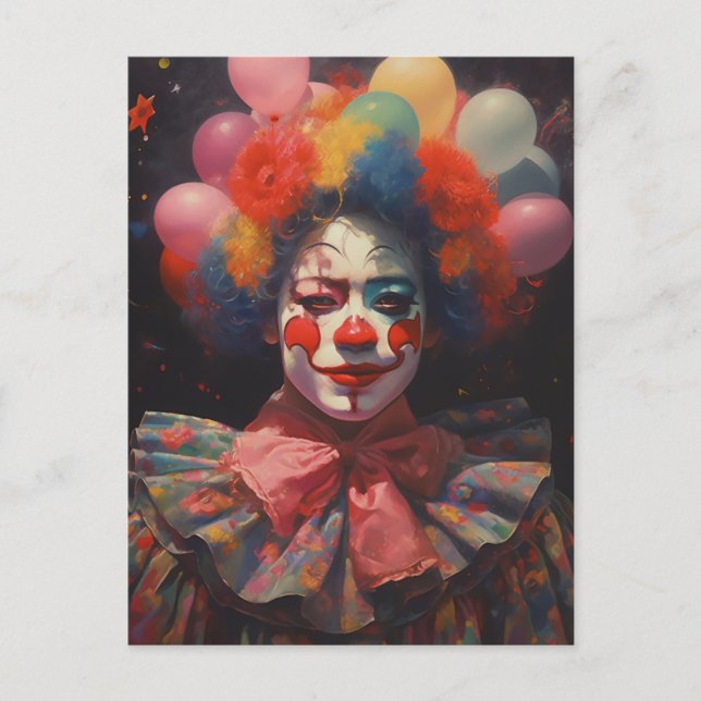 Carte Postale Le Clown coloré et heureux (Devant)