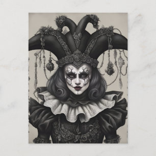 Carte Postale Le clown Joker en noir et blanc