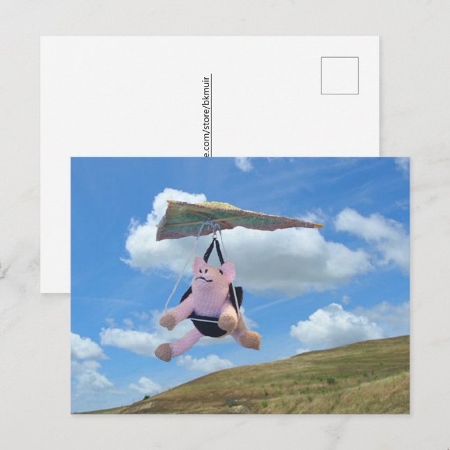 Carte postale - Le cochon volant n'est pas impossi (Devant / Derrière)