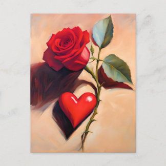 Carte Postale Le Coeur et le Rose - L'amour romantique L'ART