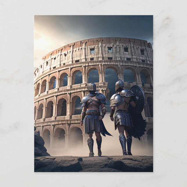 Carte Postale Le Colisée Rome Italie avec Gladiateurs  (Devant)