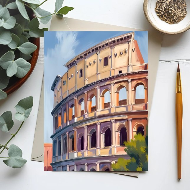 Carte Postale Le Colisée Rome Watercolor Travel (Créateur téléchargé)