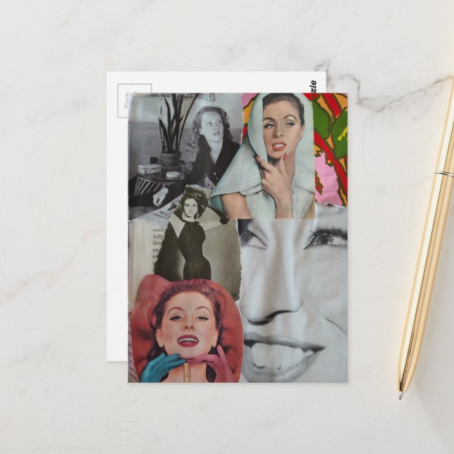 Carte Postale Le Collage de Femmes (Devant/Arrière en situation)