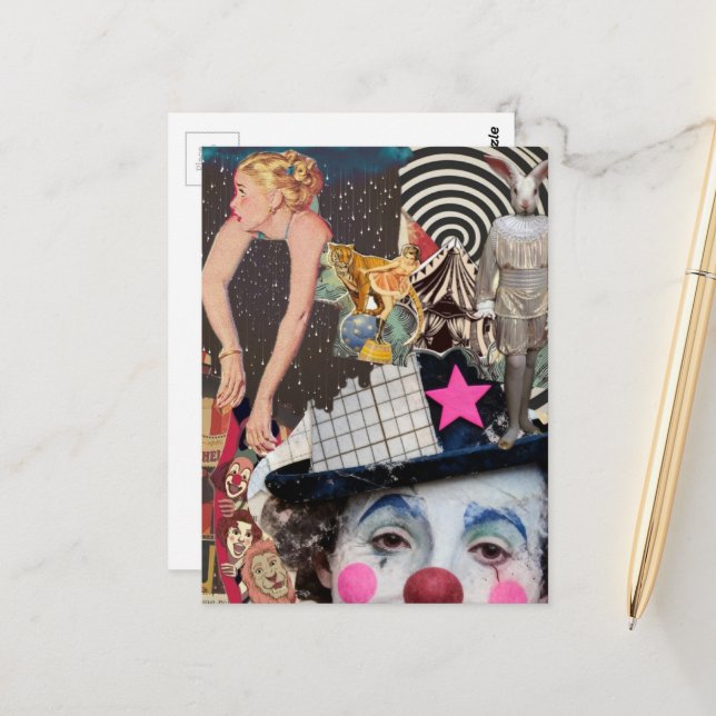 Carte Postale Le collage multimédia de clown (Devant/Arrière en situation)