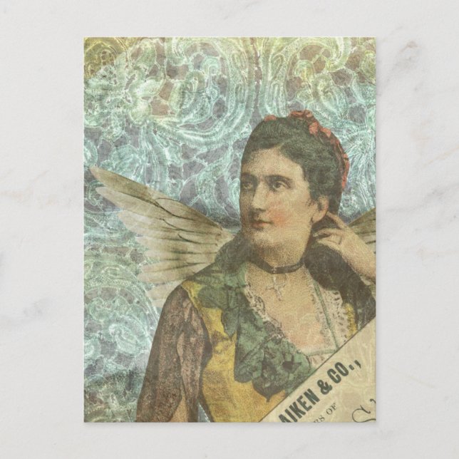 Carte Postale Le collage numérique de la dame ailée (Devant)