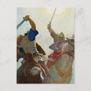 Carte Postale « Le combat à l'épée fut féroce » par NC Wyeth
