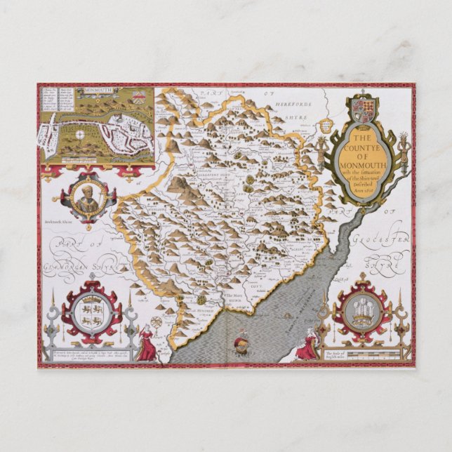 Carte Postale Le Comté de Monmouth, gravé par Jodocus (Devant)