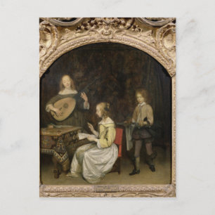 Carte Postale Le Concert : Chanteur et Joueur de Théorbo