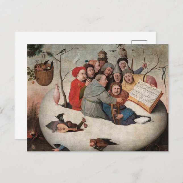 Carte Postale Le concert dans l'oeuf par Hieronymus Bosch (Devant / Derrière)