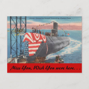 Carte Postale Le Connecticut, lancement submersible atomique