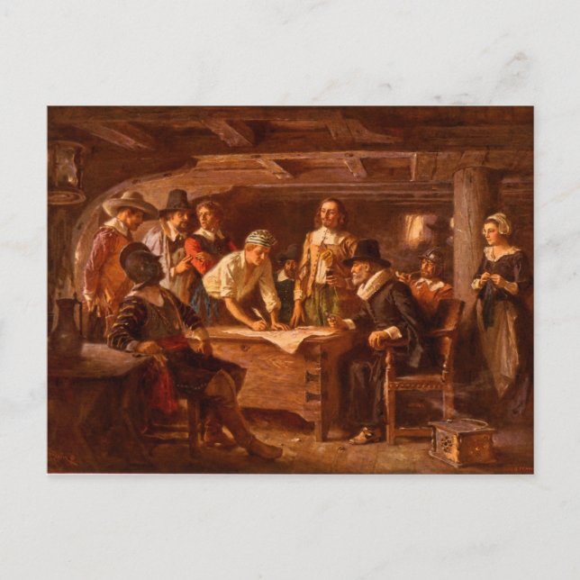 Carte Postale Le contrat Mayflower de Jean Leon Gerome Ferris (Devant)