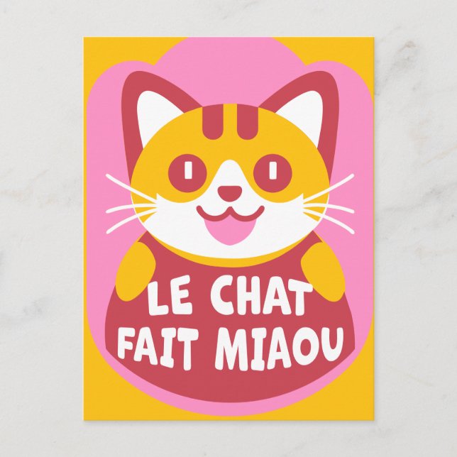 Carte Postale Le Conversation Fait Miaou Cute French Orange Tabb (Devant)