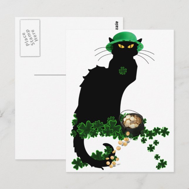 Carte Postale Le Conversation Noir Clover Saint Patrick's Day (Devant / Derrière)