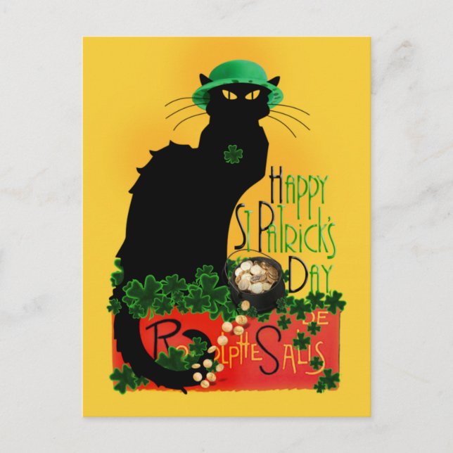 Carte Postale Le Conversation Noir Clover Saint Patrick's Day (Devant)