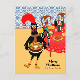 Carte Postale Le coq portugais avec un gâteau au roi