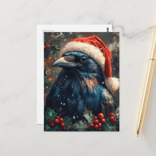 Carte Postale Le Corbeau de Noël mignon