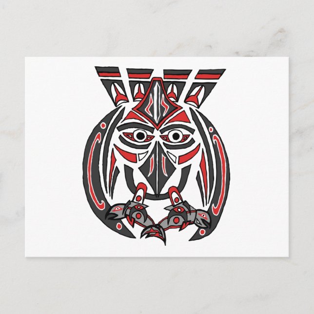 Carte Postale Le corbeau haida et le saumon (Devant)