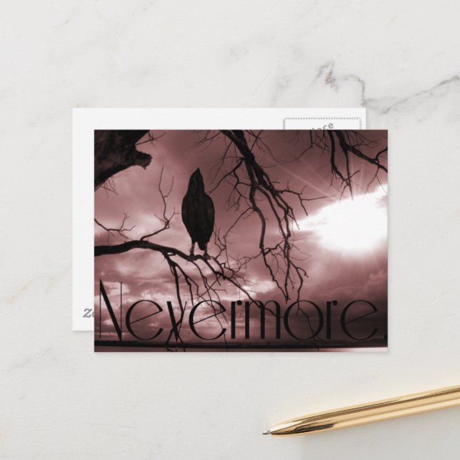 Carte Postale Le Corbeau - Jamais plus Poutres de Soleil & Arbre (Devant/Arrière en situation)