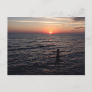 Carte Postale Le coucher du soleil du lac Michigan