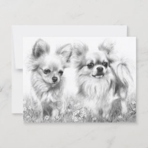 Carte Postale Le Couple Gentil - Chihuahua Peint à la Main