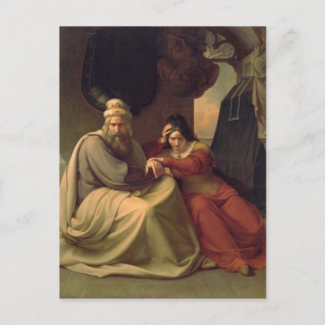 Carte Postale Le couple royal pleure pour leur fille morte (Devant)