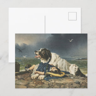 Carte Postale Le courage du chien : sauvé par Sir Edwin Landseer