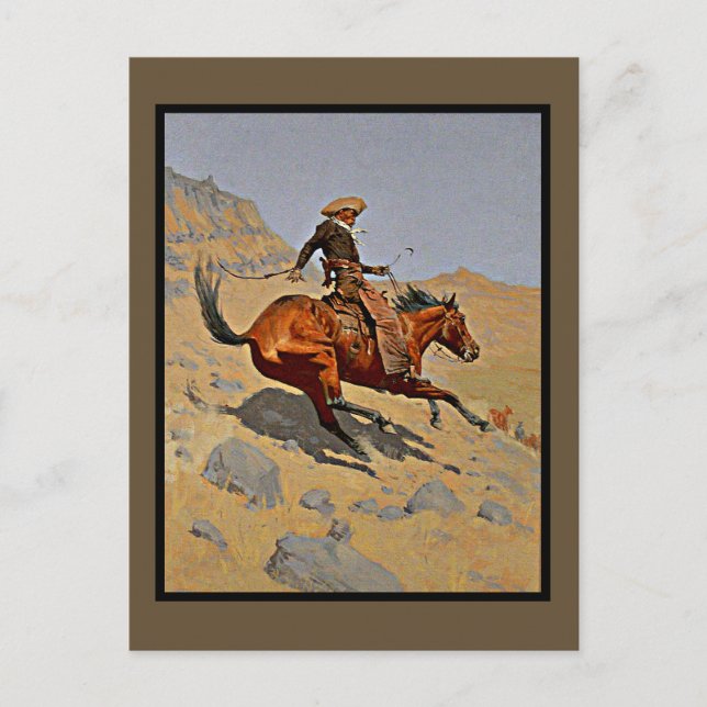 Carte Postale Le cowboy par Frederic Remington (Devant)
