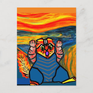 Carte Postale Le cri de Munch, Cat Art Parody 