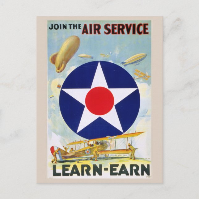 Carte Postale Le cru joignent le service aérien (Devant)