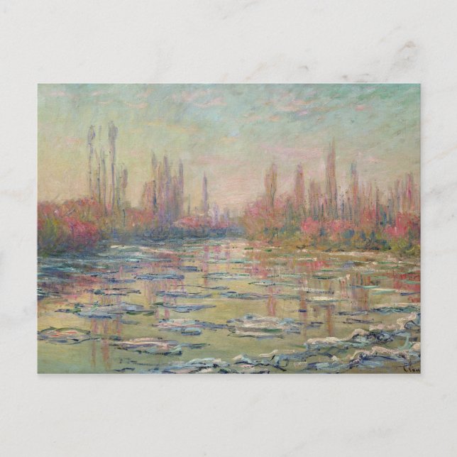 Carte Postale Le dégel sur la Seine, près de Vetheuil, 1880 (Devant)