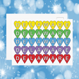 Carte Postale Le Delaware Rainbow Hearts