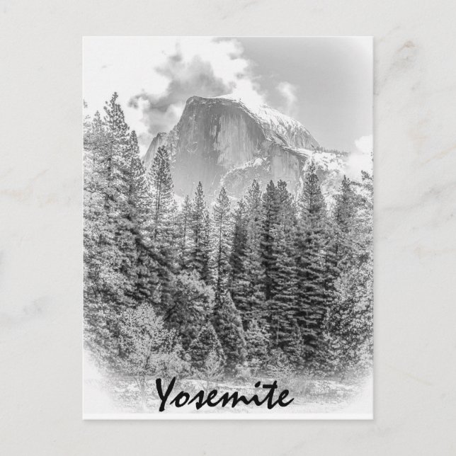 Carte Postale Le demi-dôme de Yosemite en hiver avec Yosemite Te (Devant)
