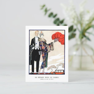 Carte Postale Le départ pour le casino par George Barbier