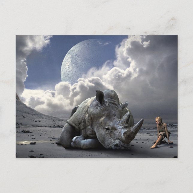 Carte Postale Le Dernier Des Rhinocéros Blancs Du Nord (Devant)