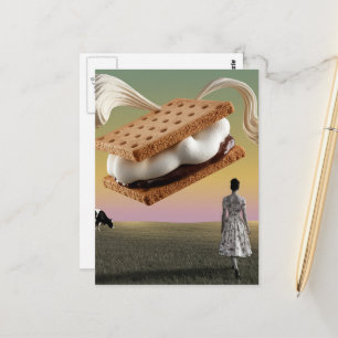 Carte Postale Le dessert au chocolat volant