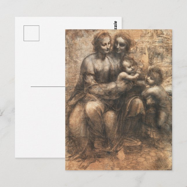 Carte Postale Le dessin de Léonard de Vinci Le Cartoon de Léonar (Devant / Derrière)