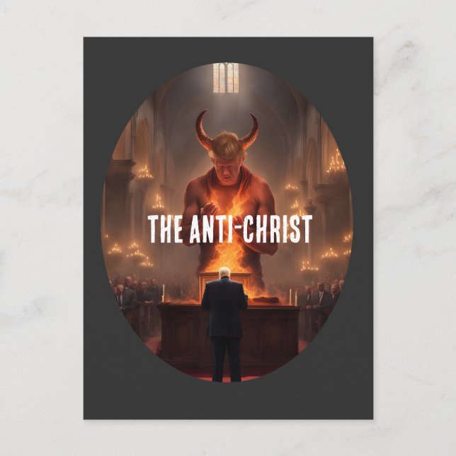 Carte Postale Le diable Trump et la prière anti-Christ (Devant)