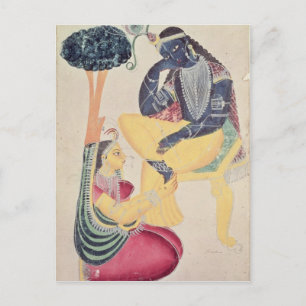 Carte Postale Le Dieu Krishna avec son amour mortel, Radha