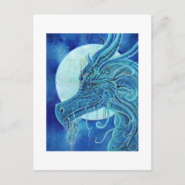 Carte Postale Le dragon bleu fantasy de Renee Lavoie (Devant)