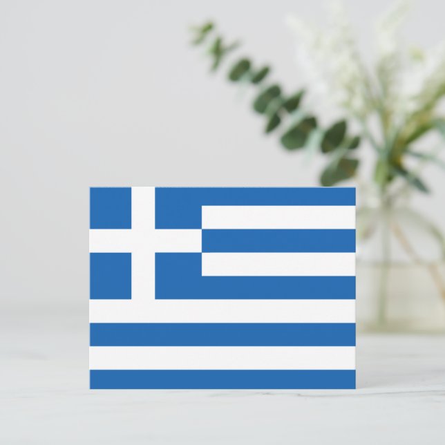 Carte Postale Le drapeau de la Grèce  (Debout devant)
