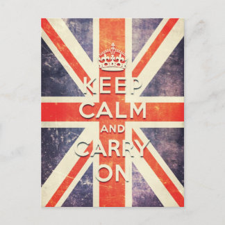 Carte Postale Le drapeau vintage Union Jack garde le calme et co