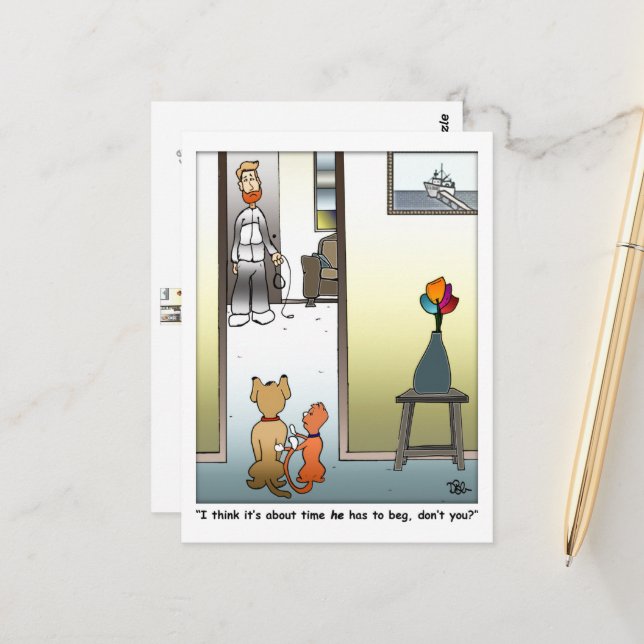 Carte postale 'Le faire mendier' (Devant/Arrière en situation)