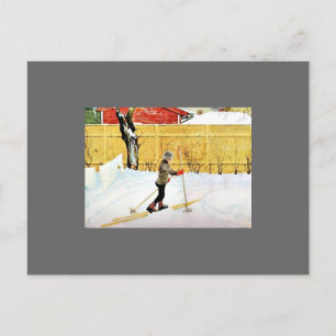 Carte Postale Le Falun Yard - petit garçon en skis